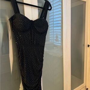 Windsor Black Mini Dress with Silver Accents